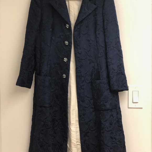 Vintage navy blue long length coat - Picture 5 of 16